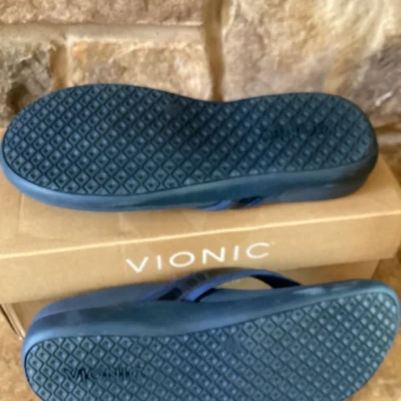 Vionic Tide Size 7 Navy Blue Women's Flip Flops Sandals Arch Support - Picture 4 of 7